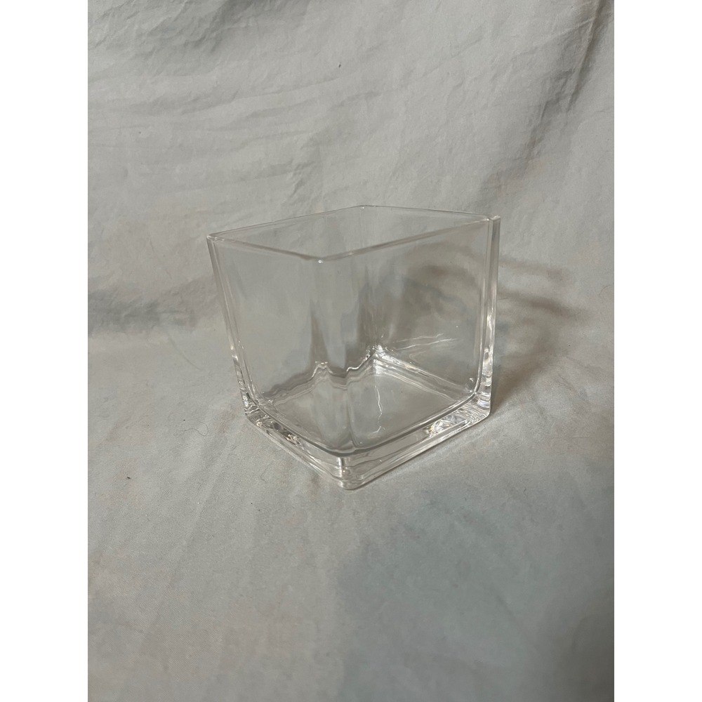 6‎ Clear Glass Square Cube Vase Modern Minimalist Centerpiece Home Decor 4 Inch